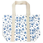 Handcrafted Canvas Tote Bag | Blue Paw Prints | Bedford - Juli's Wearable Art