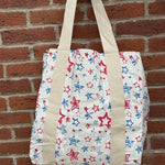 Handcrafted Canvas Tote Bag | Red & Blue Stars | Est. 1776 - Juli's Wearable Art