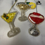 Handmade Beaded Fabric Cocktail Ornaments - Juli's Wearable Art