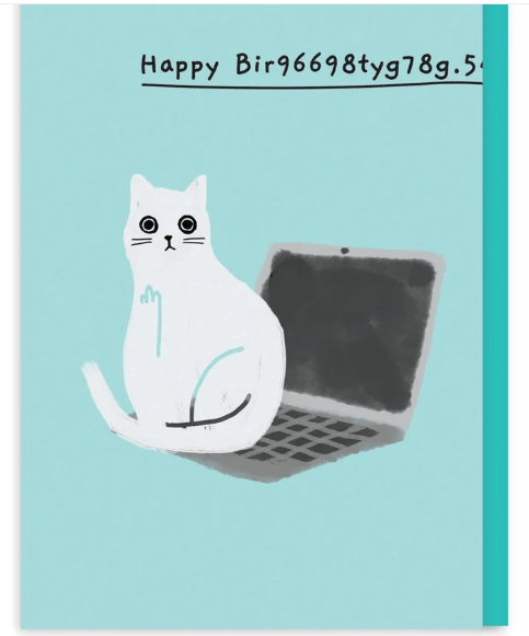 Happy Bir9669.. Laptop Cat Birthday Card - Juli's Wearable Art