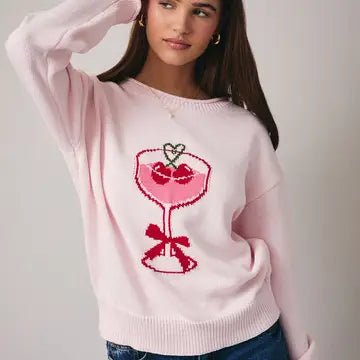 "Heart" Martini Graphic Sweater - Juli's Wearable Art