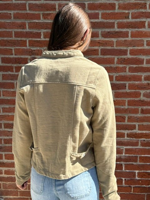 Heavy Twill Garment Dyed Sweater Jacket | Khaki Green - Juli's Wearable Art