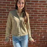Heavy Twill Garment Dyed Sweater Jacket | Khaki Green - Juli's Wearable Art