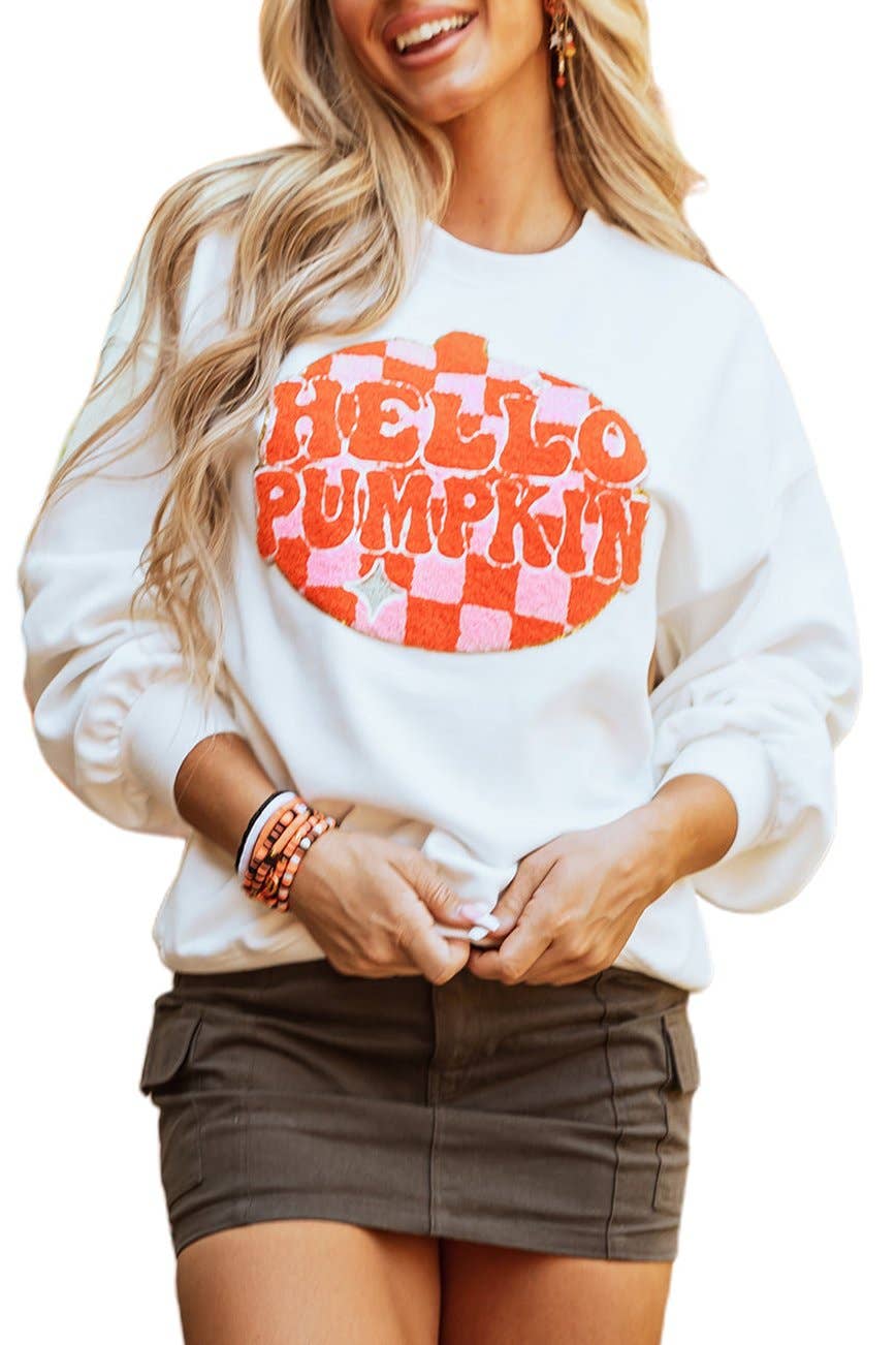Hello Pumpkin Pullover Sweatshirt - Juli's Wearable Art