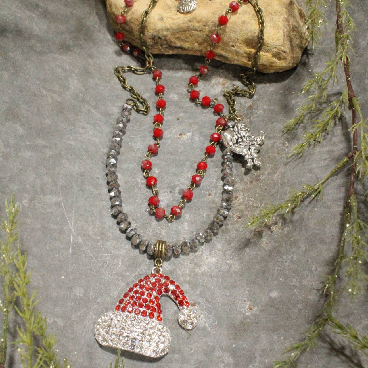 HO HO HO, Here We Go Santa Layered Necklace - Juli's Wearable Art