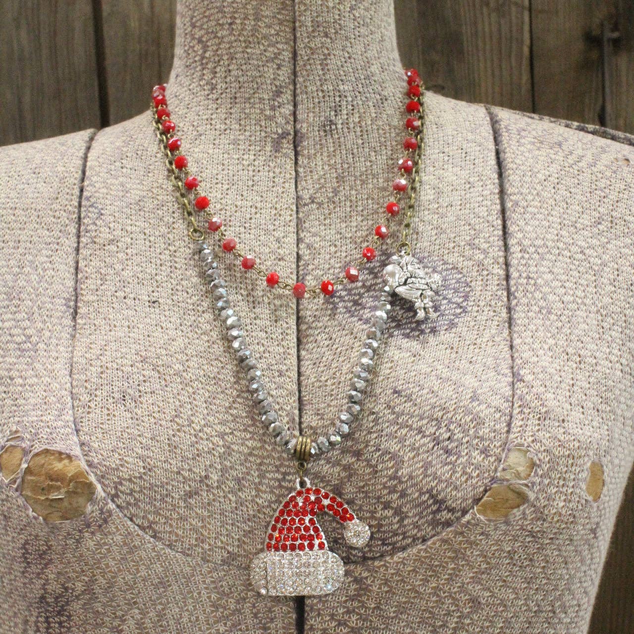 HO HO HO, Here We Go Santa Layered Necklace - Juli's Wearable Art