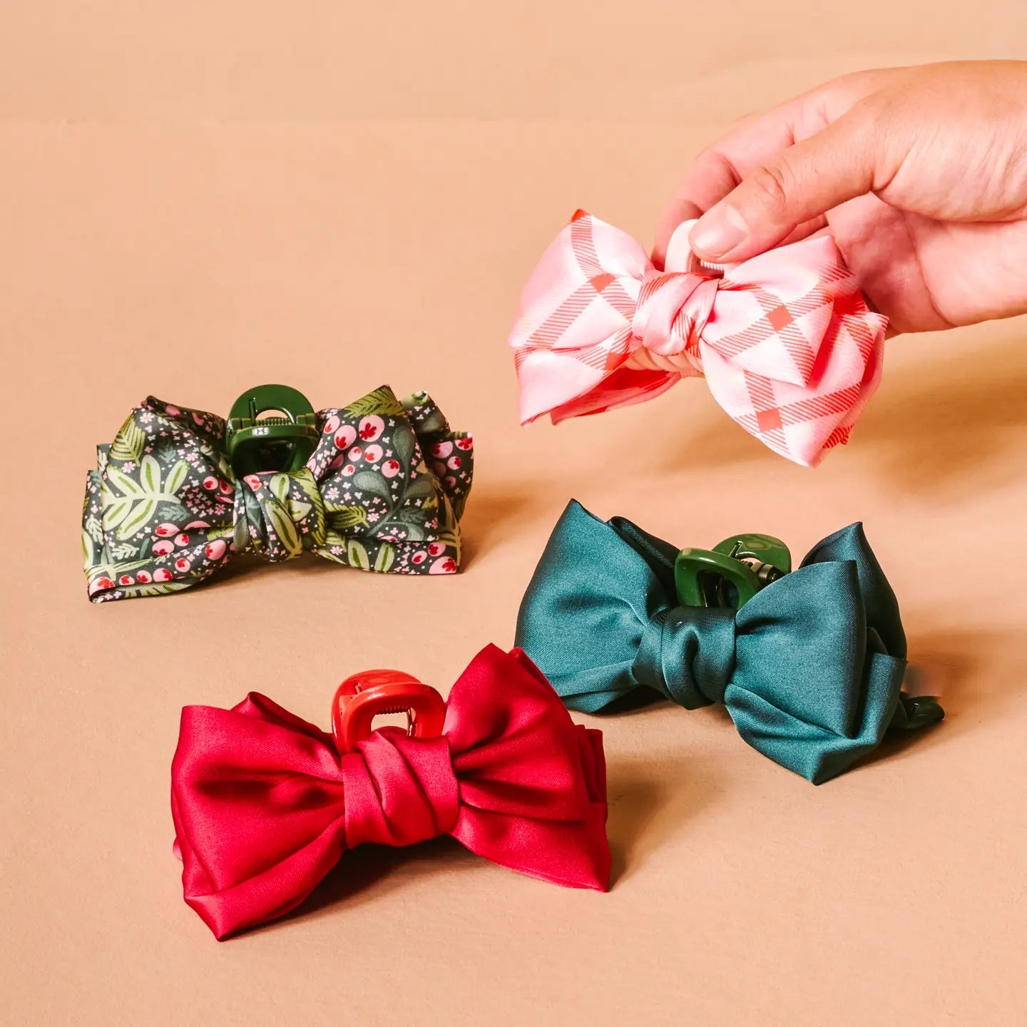 Holiday Mini Satin Bow Clips - Juli's Wearable Art