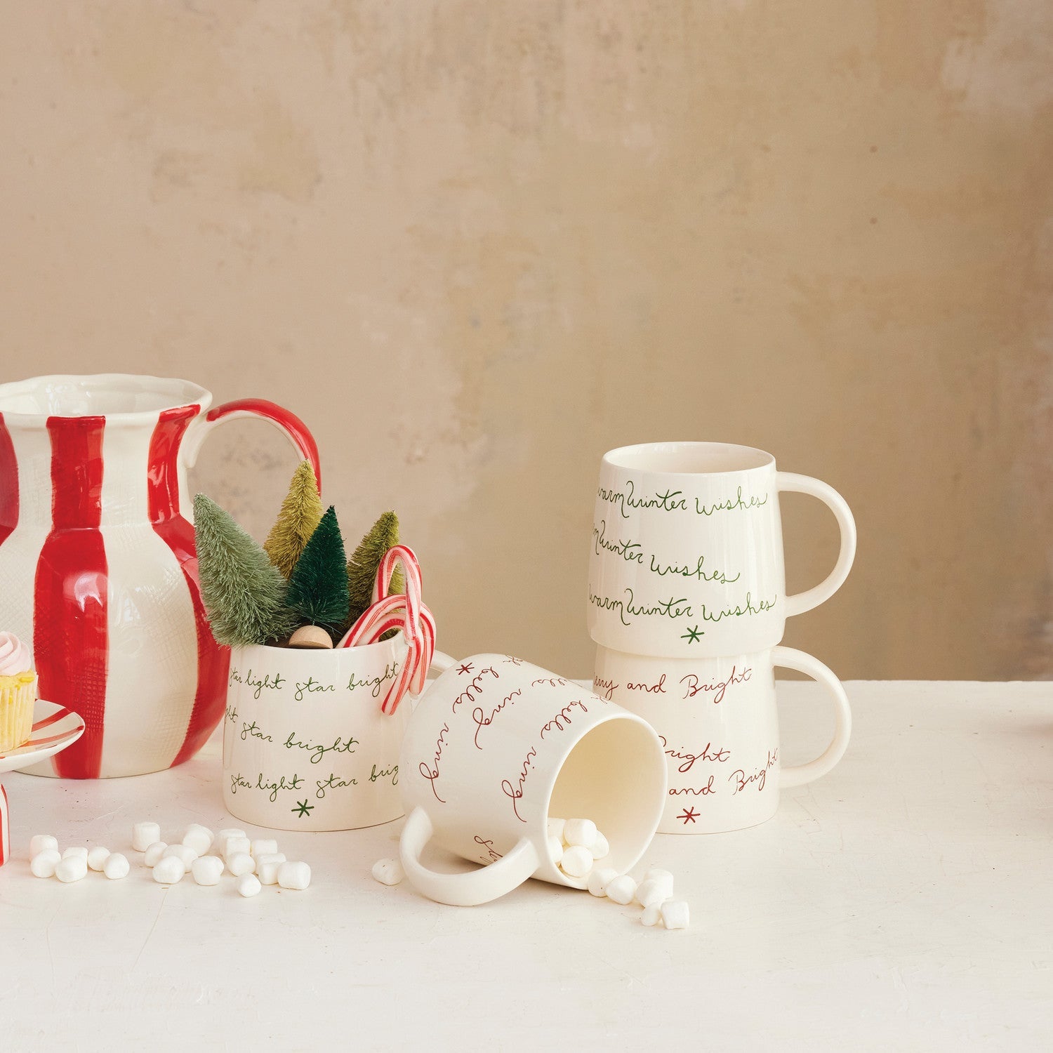 Holiday Saying Stoneware Mugs