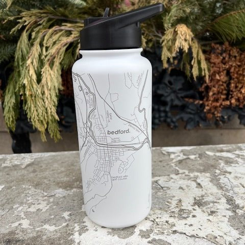 HOME TOWN MAP 32 OZ INSULATED BOTTLES - Bedford - Juli's Wearable Art