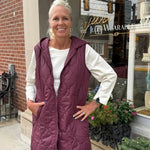 Hooded Quilted Long Vest | Fig - Juli's Wearable Art