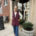 Hooded Quilted Long Vest | Fig - Juli's Wearable Art