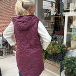 Hooded Quilted Long Vest | Fig - Juli's Wearable Art