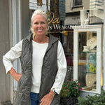 Hooded Quilted Long Vest | Olive - Juli's Wearable Art