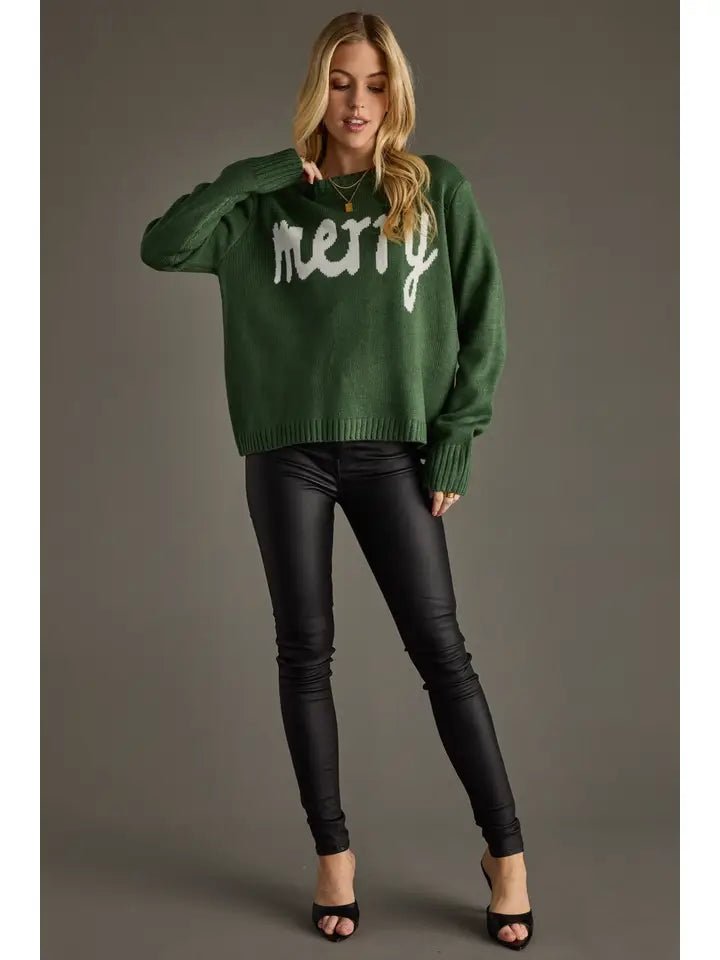 Hunter Green "Merry" Sweater - Juli's Wearable Art
