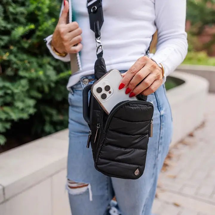 Hydrobag® Handle™ - Black Matte with Vegan Leather Trimmed Strap - Juli's Wearable Art