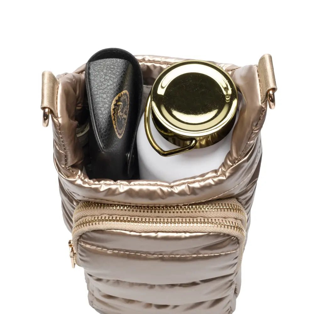 Hydrobag® Handle™ - Gold Shiny with Vegan Leather Trimmed Solid Strap - Juli's Wearable Art