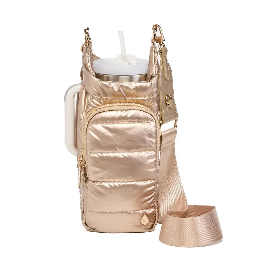 Hydrobag® Handle™ - Gold Shiny with Vegan Leather Trimmed Solid Strap - Juli's Wearable Art