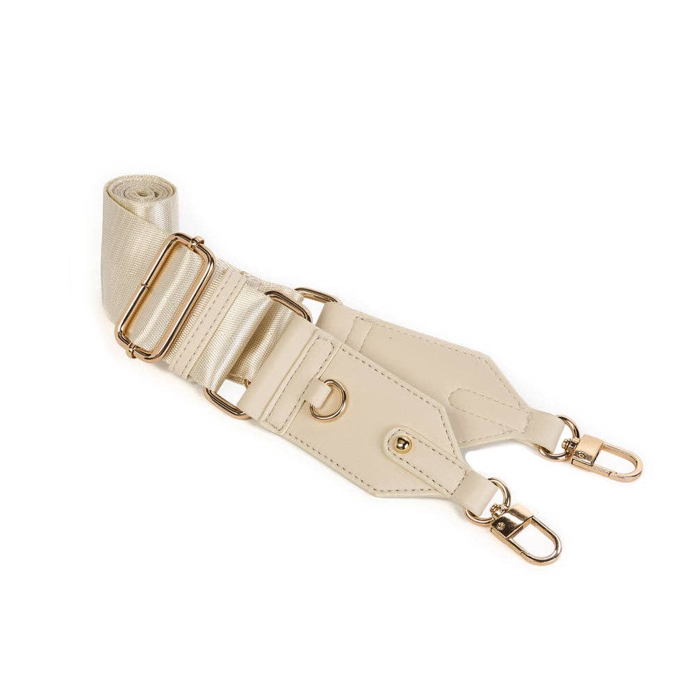 HydroBag® HANDLE™ - Ivory Glossy with Solid Vegan Leather Trimmed Strap - Juli's Wearable Art