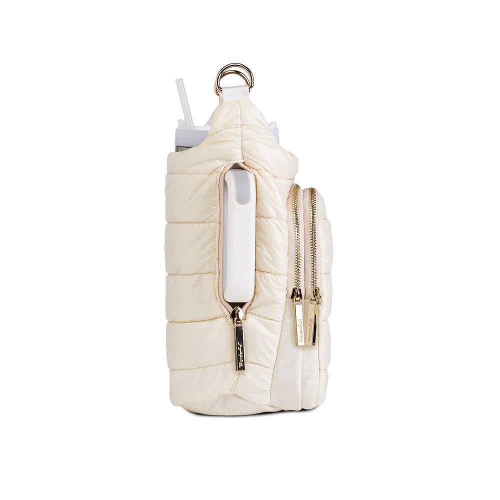 HydroBag® HANDLE™ - Ivory Glossy with Solid Vegan Leather Trimmed Strap - Juli's Wearable Art