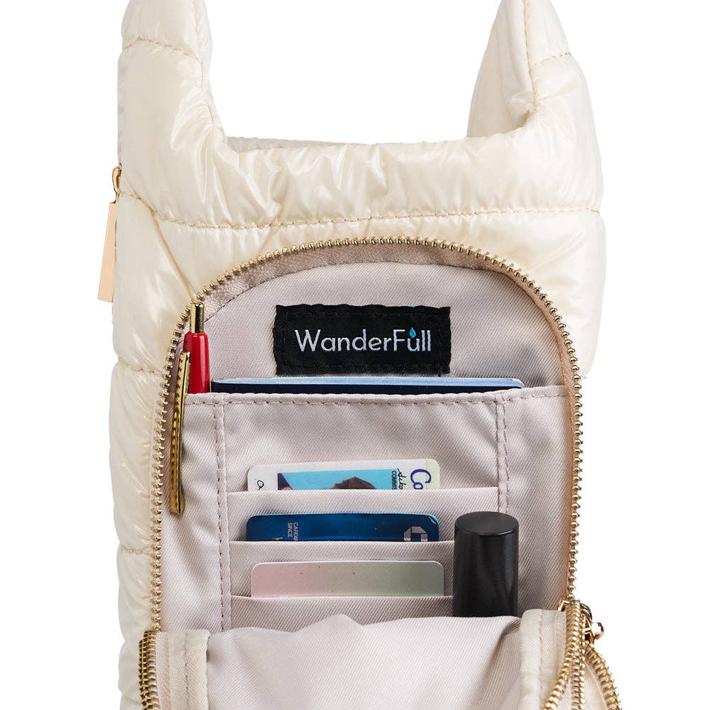 HydroBag® HANDLE™ - Ivory Glossy with Solid Vegan Leather Trimmed Strap - Juli's Wearable Art