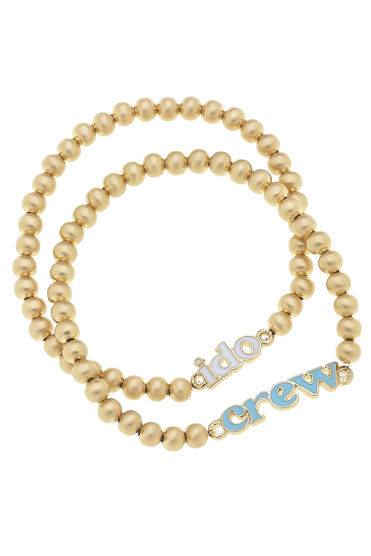 I Do Crew Ball Bead Bracelet Set of 2 in Satin Gold - Juli's Wearable Art