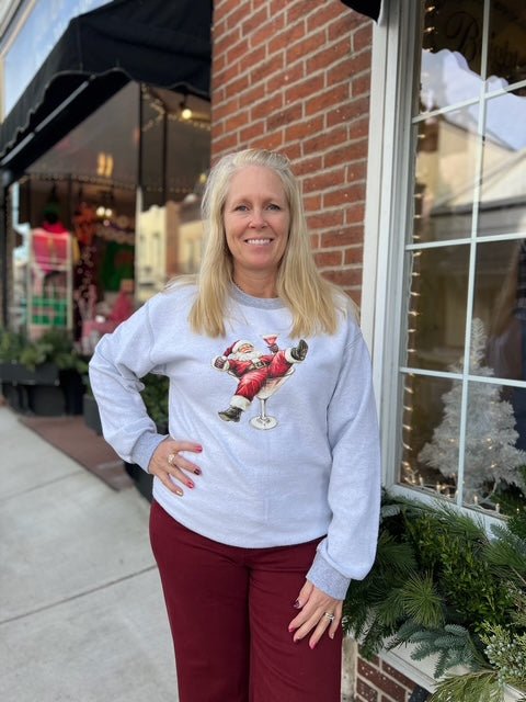 Inside Out Martini Santa Crewneck Sweatshirt - Juli's Wearable Art