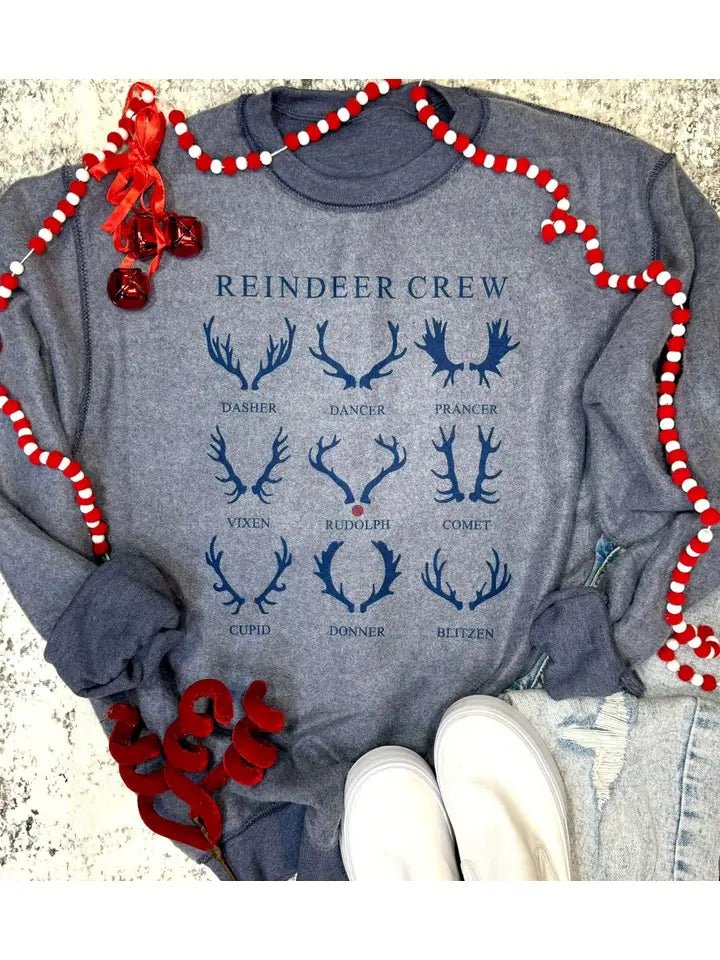 Inside Out Reindeer Crew Sweatshirt - Juli's Wearable Art
