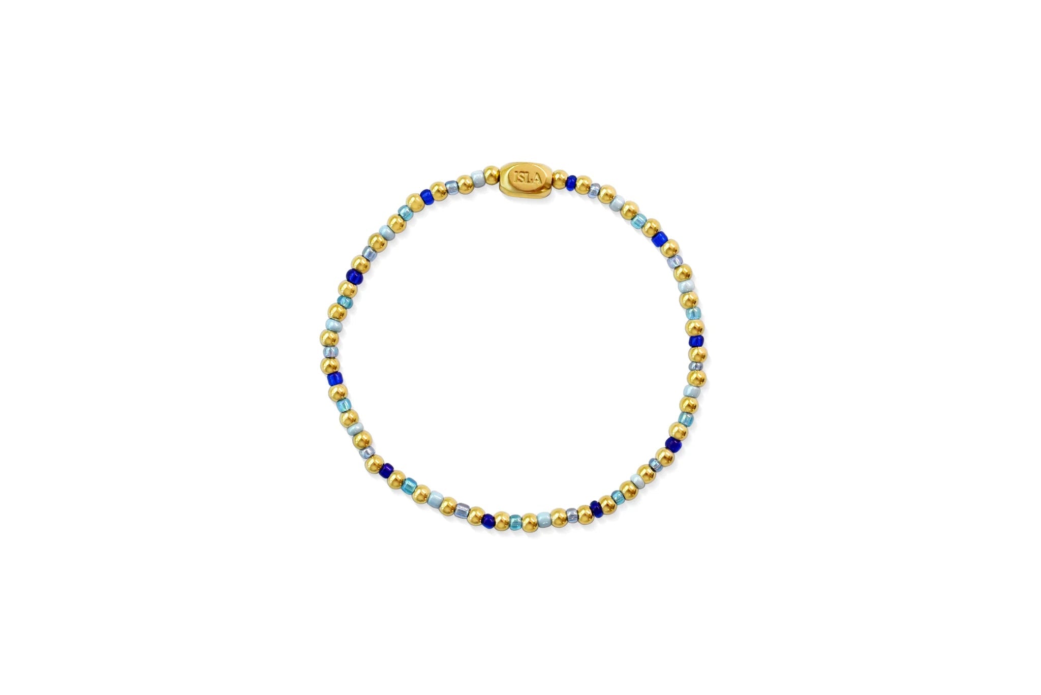 ISLA 24/7 Stretch Bracelet | “All Around” | Gold Multi Bella Blues Seed Bead - Juli's Wearable Art