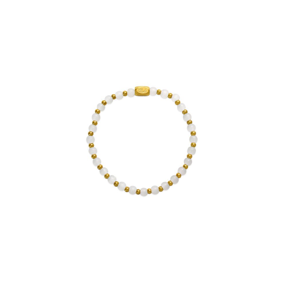 ISLA  24/7 Stretch Bracelet | Beads of the Sea | Gold White Cap