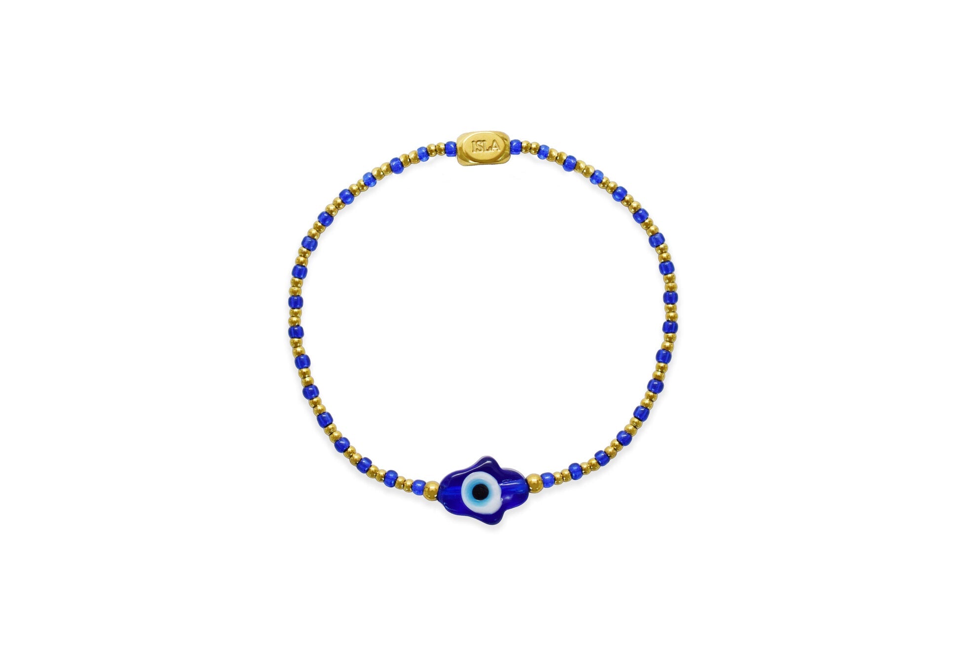ISLA 24/7 Stretch Bracelet | Meditteranean | Cobalt Hamsa Evil Eye - Juli's Wearable Art