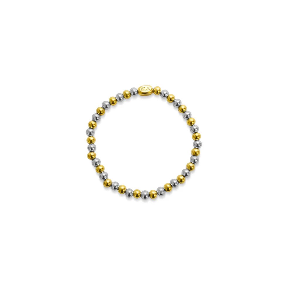 ISLA 24/7 Stretch Bracelet | Plain Ball 5mm | Two Tone - Juli's Wearable Art