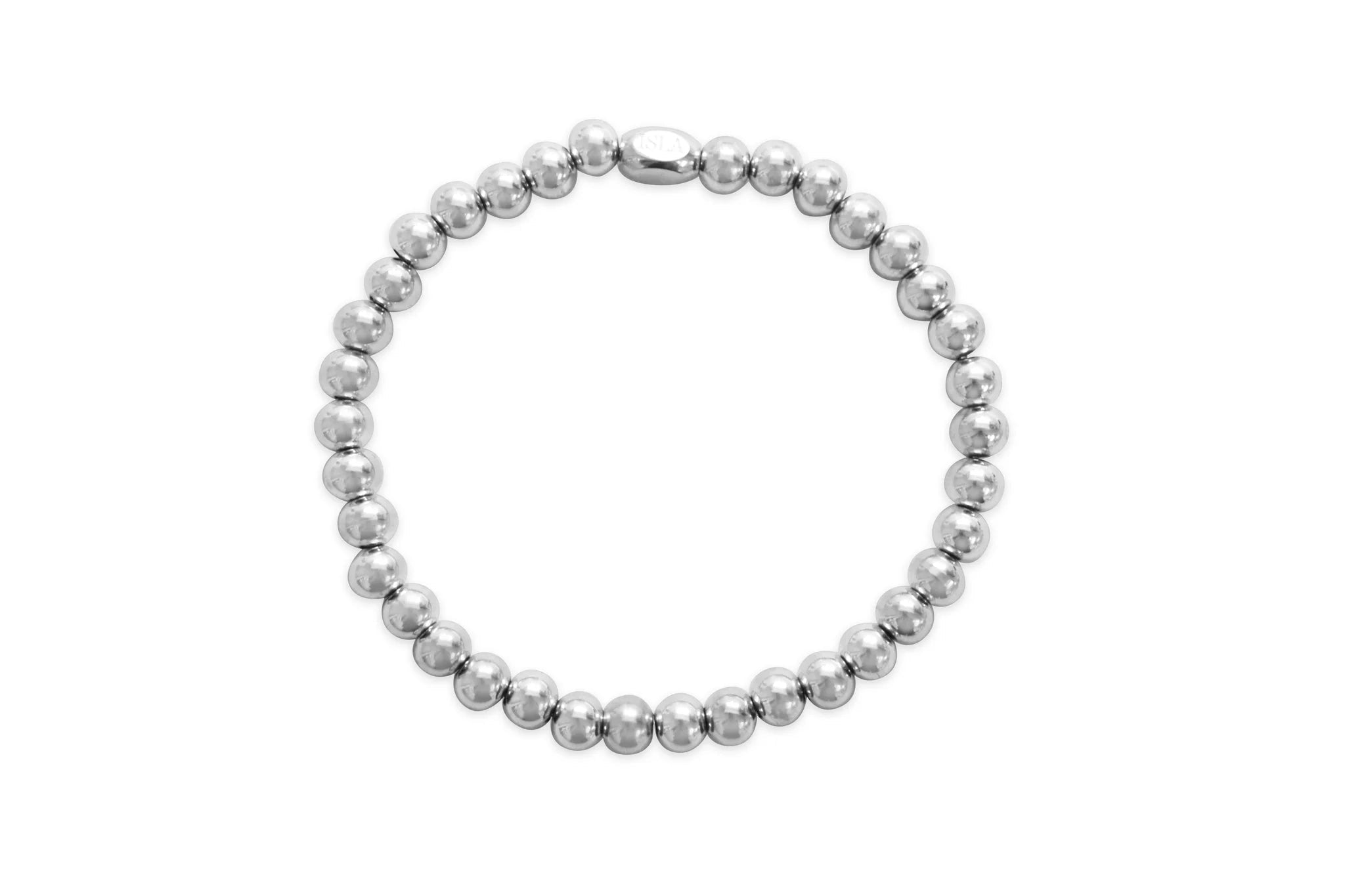 ISLA 24/7 Stretch Bracelet | Plain Ball 6mm | Steel - Juli's Wearable Art