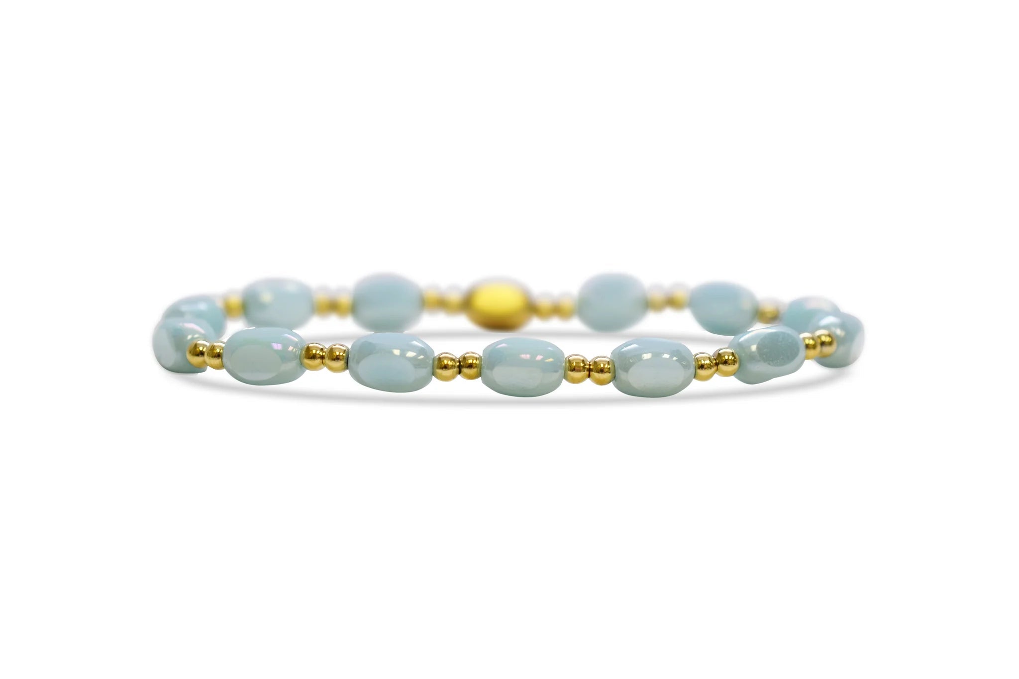 ISLA 24/7 Stretch Bracelet | Pop of Color “All In” | Gold Blue Sky - Juli's Wearable Art