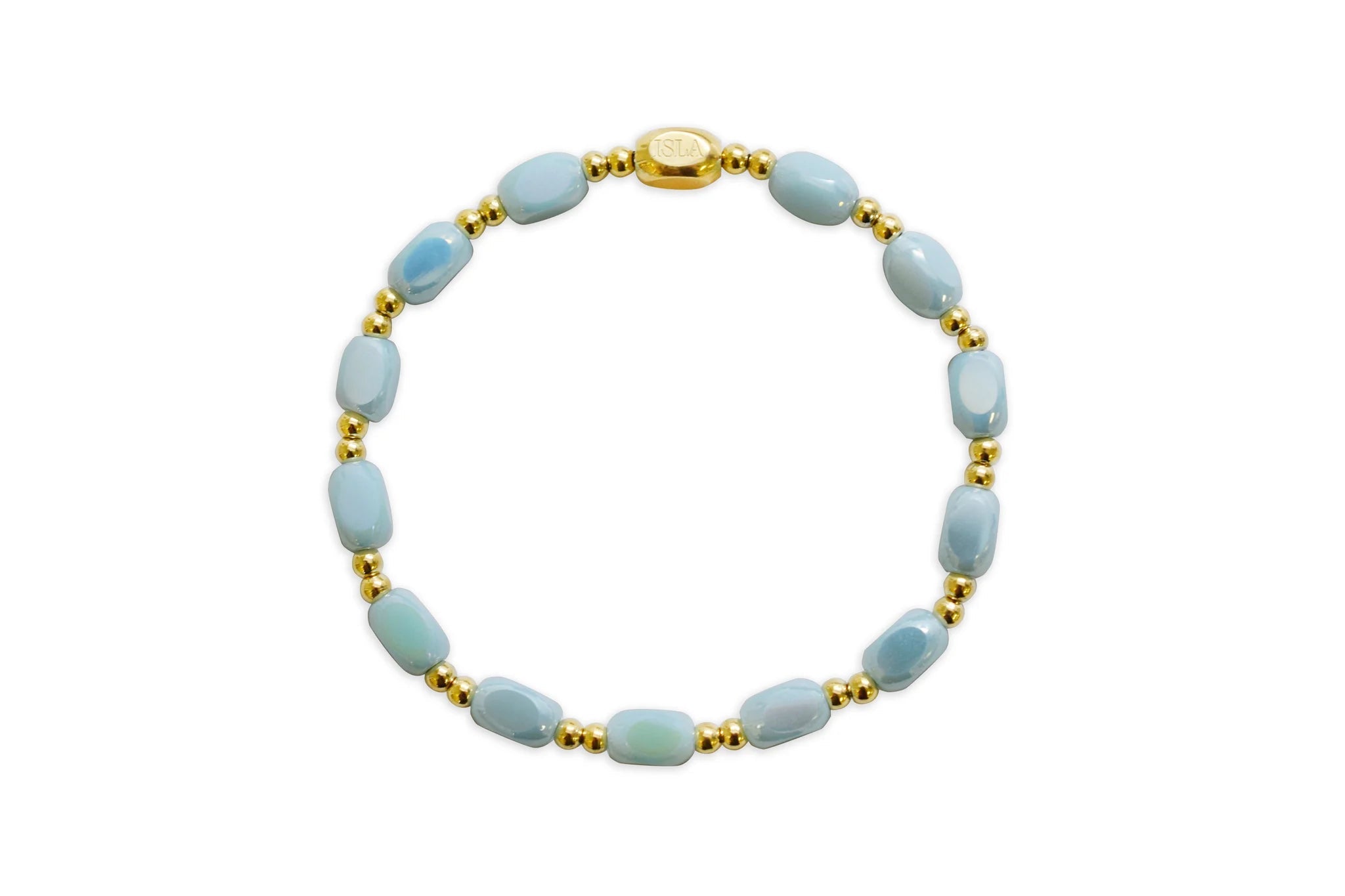 ISLA 24/7 Stretch Bracelet | Pop of Color “All In” | Gold Blue Sky - Juli's Wearable Art