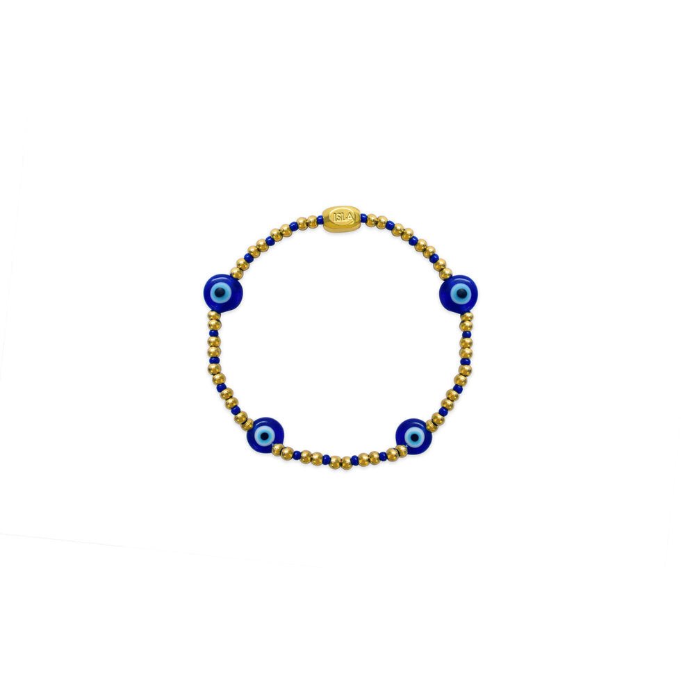 ISLA 24/7 Stretch Bracelet | Pop of Color “Here and There” | Cobalt Evil Eye - Juli's Wearable Art