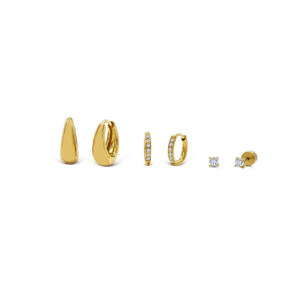 ISLA Bold Hoop Swoop Earring Set | Gold - Juli's Wearable Art