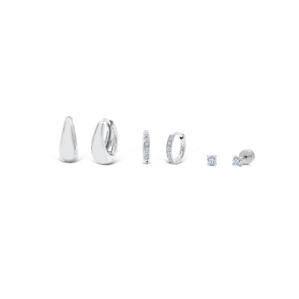 ISLA Bold Hoop Swoop Earring Set | Steel - Juli's Wearable Art