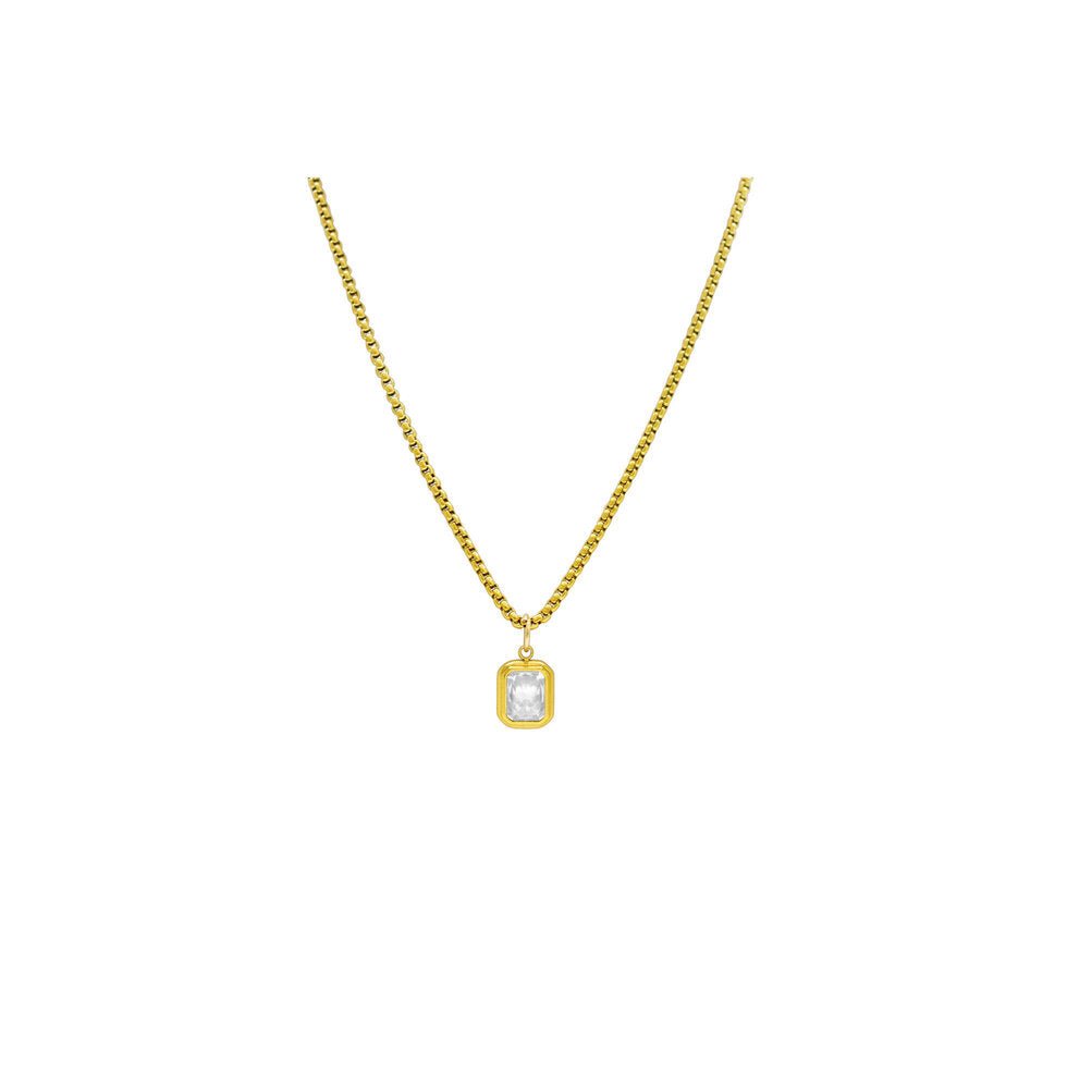 ISLA Bursting with Charm | Box Chain Baguette Necklace | Gold