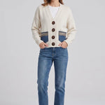 Isla Cardigan | Cream & Blue - Juli's Wearable Art