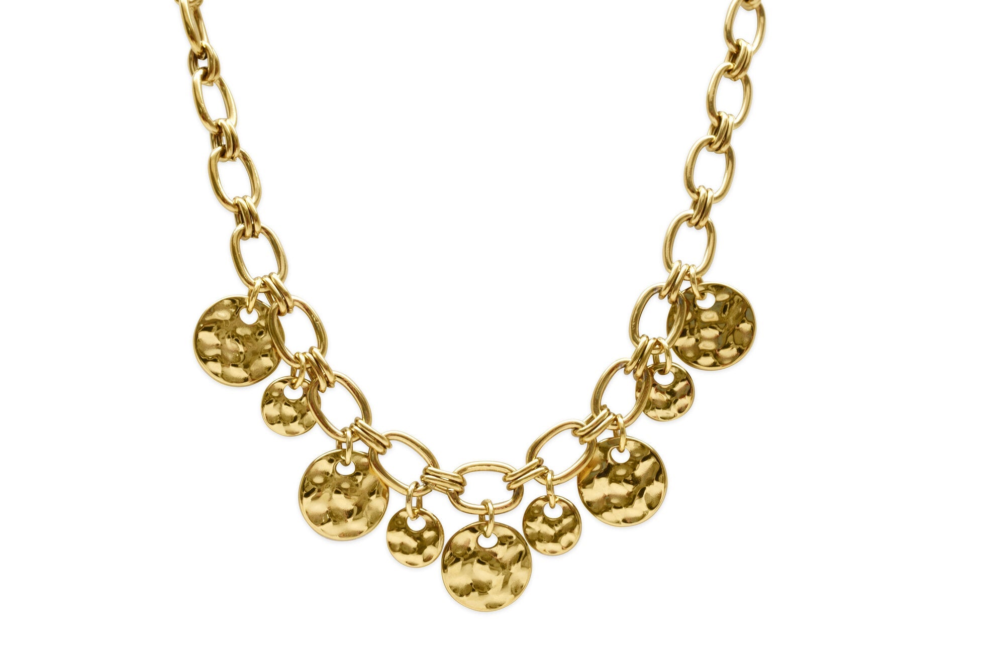 ISLA Hammered Coin Chain Link Necklace | Gold - Juli's Wearable Art
