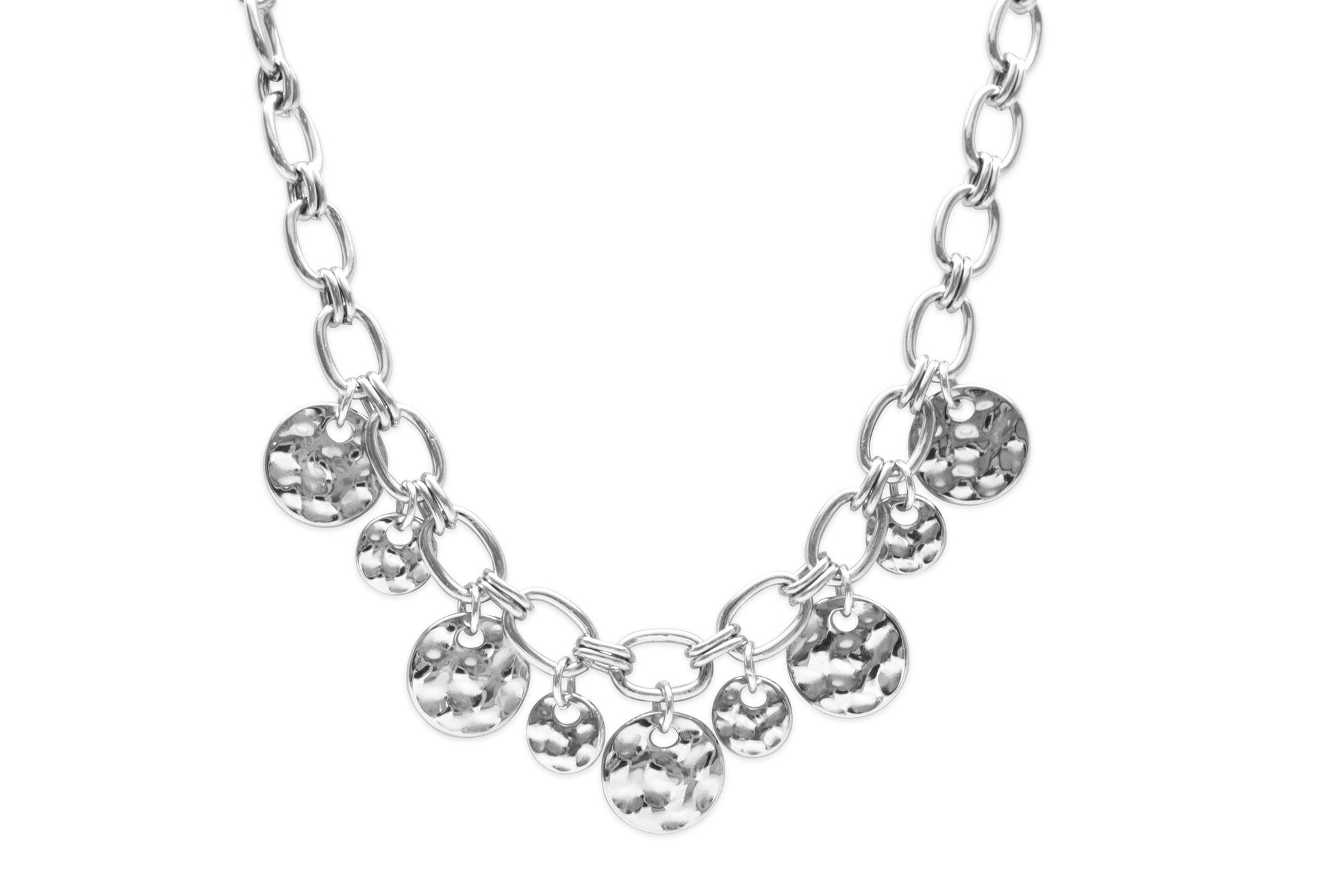 ISLA Hammered Coin Chain Link Necklace | Steel - Juli's Wearable Art