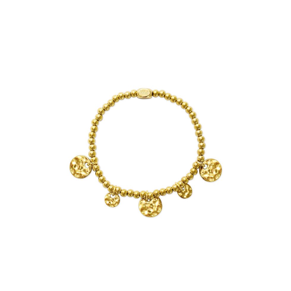 ISLA Hammered Coin Stretch Bracelet | Gold