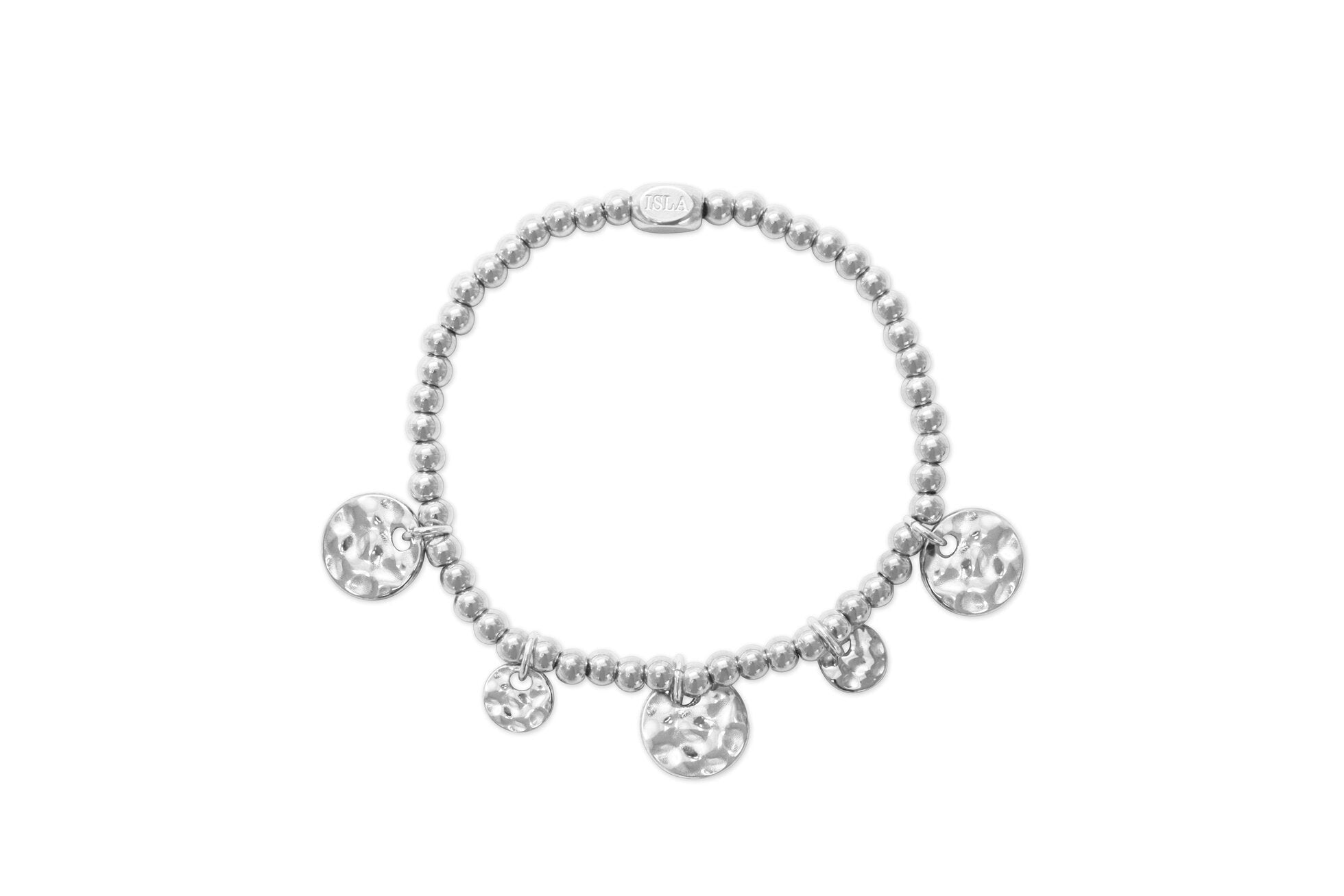 ISLA Hammered Coin Stretch Bracelet | Steel - Juli's Wearable Art