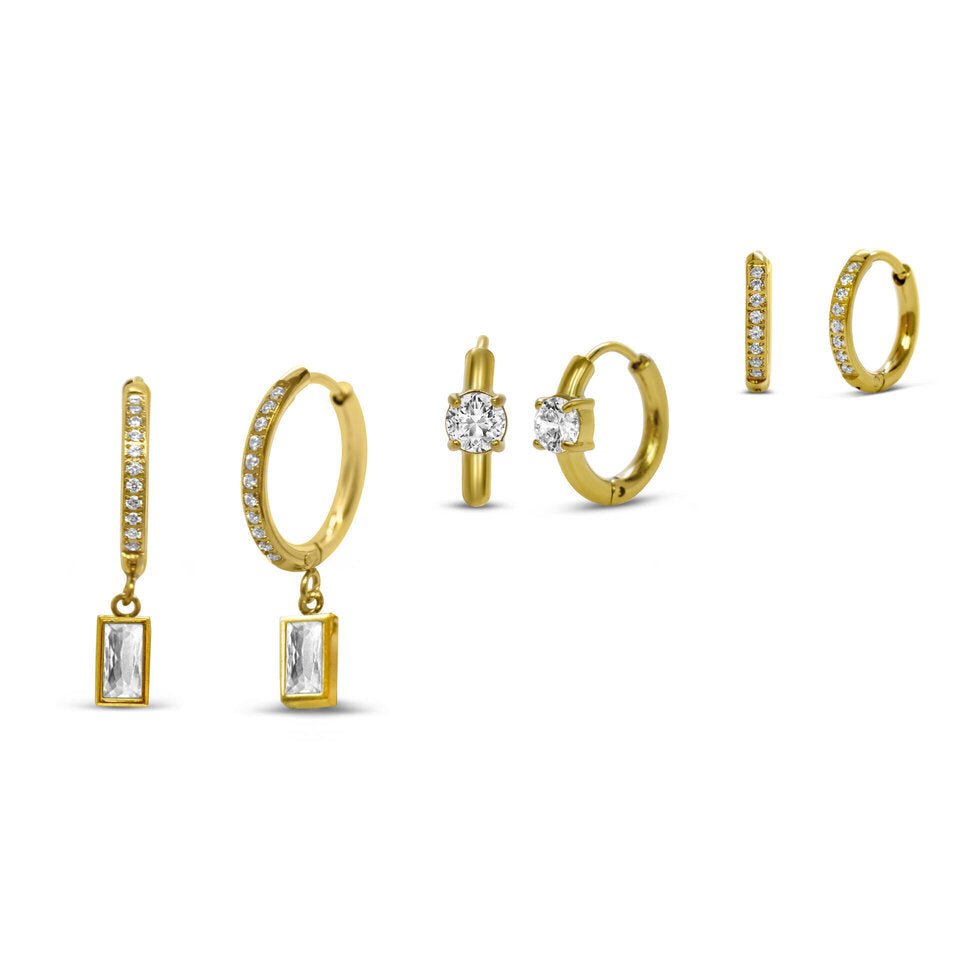 ISLA Hoop Hoop Hooray! Earring Set | Gold | Anacapri Clear - Juli's Wearable Art