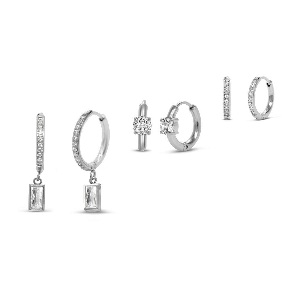 ISLA Hoop Hoop Hooray! Earring Set | Steel | Anacapri Clear - Juli's Wearable Art