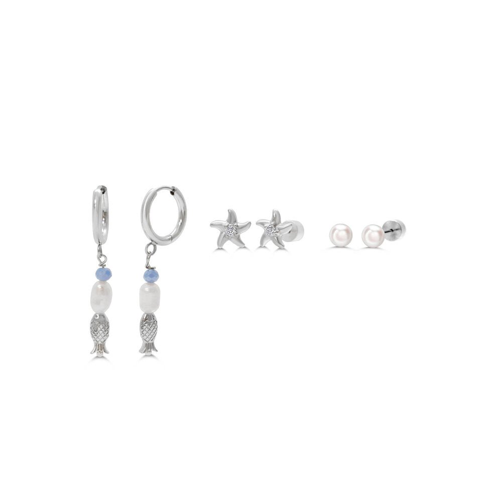 ISLA Hoop Hoop Hooray! Earring Set | Steel | Mermaid Vibes