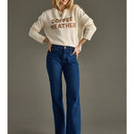 Ivory Knit “Coffee Weather” Sweater - Juli's Wearable Art