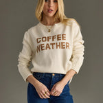 Ivory Knit “Coffee Weather” Sweater - Juli's Wearable Art