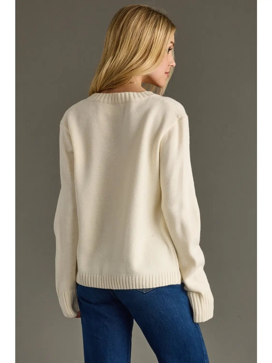 Ivory Knit “Coffee Weather” Sweater - Juli's Wearable Art