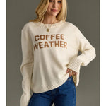 Ivory Knit “Coffee Weather” Sweater - Juli's Wearable Art